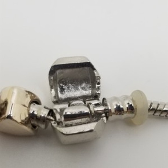 Peace Charm Murano Glass Bracelet Glass and Silver Tone Beads Snake Chain sz 7.5 - Picture 4 of 6